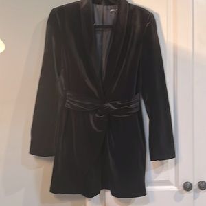 Zara Black Velvet Front Knot low cut blazer dress “never worn-New”